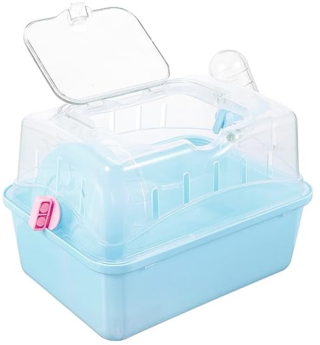 Portable Small Pet Carrier Cage for Travel - Transparent Ventilated Hamster/Gerbil/Rat/Guinea Pig Carrier with Secure Lock