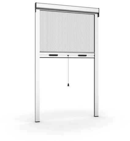 FRAMIG® Zanzariera Verticale a Molla per finestre Realizzata su Misura con cassonetto da 42 mm Personalizzabile con Vari Colori e reti. Made in Italy