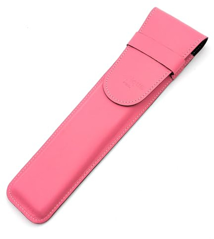 franartPiel - Funda para abanico de 23cm con pasador y solapa - Estuche de cuero para proteger tu ventilador - Hecho a mano en Piel Ubrique (Rosa)