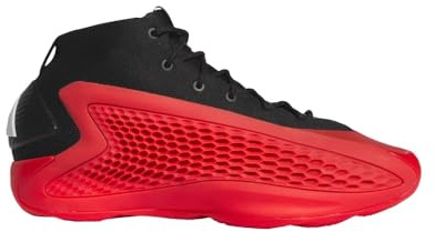 adidas Men Anthony Edwards 1 Pure Ruby Mid Basketball Shoes, Core Black/Red/Cloud White, 8.5 UK