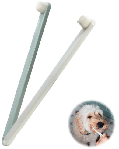 SuriNexCentrics Cat Toothbrush and Dog Toothbrush Set, 2 Pack 360° Soft Silicone Pet Toothbrushes for Dogs, Dog Tooth Brush for Puppy, Cats & Small Dogs Dental Cleaning, White & Grey