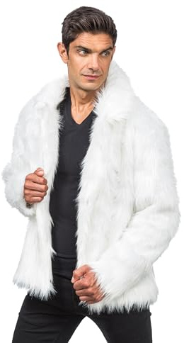 Chaks - Manteau de fourrure pour adultes, veste courte en fausse fourrure, pour carnaval, festival, fête Fashion