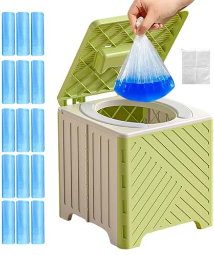 Krmoau Inodoro Portátil para Camping,Sanitario Móvil para Adultos - Orinal Plegable Antideslizante con Cojín de PVC para Ancianos Hospitales Actividades Exteriores Camping Viajes
