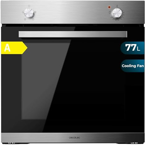 Cecotec Four Intégrable Conventionnel de 77L Bolero Hexa C126000B. 2800W, Basse Consommation, 4 Fonctions, Cuisson et Nettoyage à la Vapeur, Triple Vitrage, Éclairage Intérieur, Détails Inox
