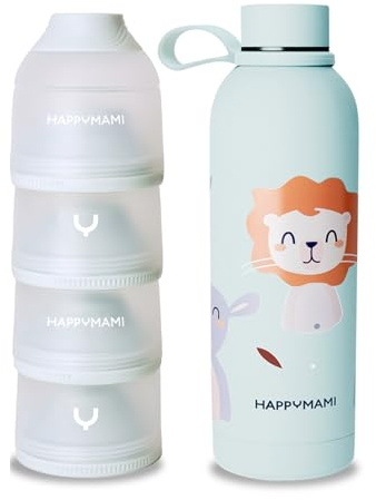 Pack Dosificador Leche en Polvo, Regalo Recién Nacido, Set de Alimentación para tu Bebé, Sin BPA, Superficie Interior Antiadherente (Menta Suave)
