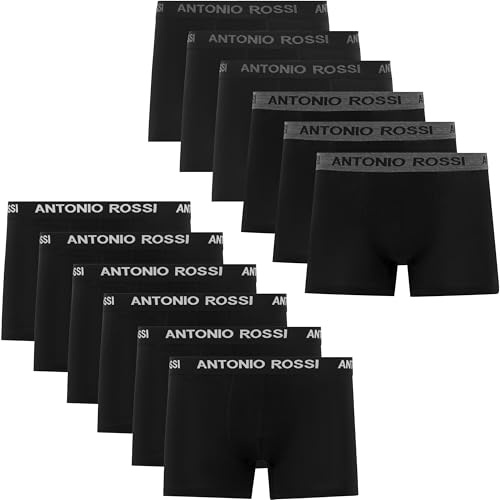 ANTONIO ROSSI Boxer Uomo Cotone 12 Pezzi di Alta Qualità, Mutande Uomo Traspiranti ed Elasticizzate, Intimo Uomo Morbido e Confortevole, Taglie S-5XL