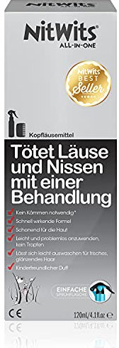 NitWits All-In-One Läusespray – Läusemittel für Kinder – Entfernt Läuse & Nissen in 20 Minuten – Mit Kamm zur Nachbehandlung – 1 x 120 ml Spray