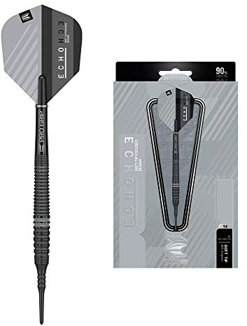 TARGET Darts Echo 14 Jeu de fléchettes à Pointe Souple 90% tungstène 18 g 18G Unisexe, Noir/Gris