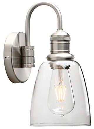 Yosoan Wandlampe Antik Vintage Metall Retro Glas Innen Mit Klarem Glas Lampenschirm, für Office Home Küche Wohnzimmer Schlafzimmer Loft Bar (Gebürstet)