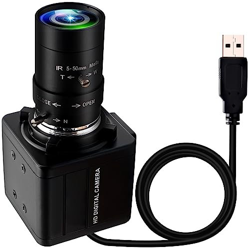 Webcam FHD 1080P Zoom con objetivo de enfoque variable de 5-50 mm, cámara web IMX322 de 2 MP, conexión y reproducción, cámara USB, compatible con Windows/Linux/Raspberry Pi USBFHD06H-MFV (5-50)