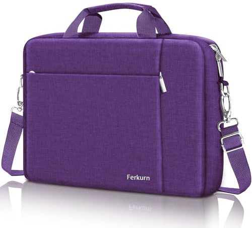 Ferkurn Laptop Bag Case for Women Men, Messenger Briefcase Computer Bag with Shoulder Compatible with Macbook Pro/Air, XPS Latitude, HP Pavilion, ASUS, Acer, Samsung, Purple, 17 17.3 Inch