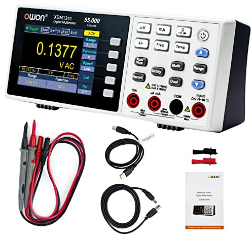 OWON XDM1241 - Multimetro da banco Protable con 3,5 pollici 55.000 Count True RMS Ultra-leggero Digital Multi Tester per laboratori, fabbriche