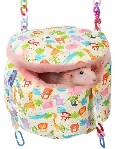 Jevnd Rat Hanging Bed, Sugar Glider Cage Accessories, Guinea Pig Hammock Warm Sleeping Nest Bed, Small Animals Cage Hammock for Rat, Squirrel, Hamster, Parrot