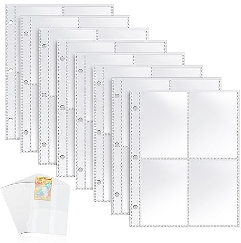 Sammelkarten Hüllen 400 Pockets Leere Pokemon Hüllen Photocard Sleeves 50 Seiten Doppelseitiges Sammelalbum Transparent Karten Folien Trading Einzeln für 3 Löcher Ringbüchern zum Sammeln und Tauschen