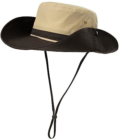 Comhats Herren Sonnenhut mit UV-Schutz, Outdoor Fischerhut, faltbar, Damen Wanderhut, Unisex Buschhut, Sommerhut, Hiking, breiter 50+ Boonie, Gartenhut, Tropenhut, wasserdicht Beige M