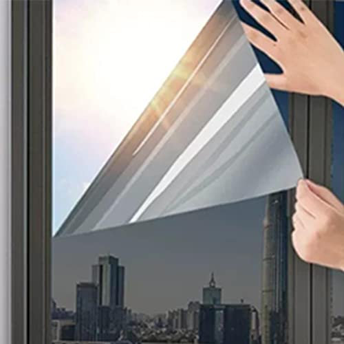 PW TOOLS UV-Schutz Sonnenschutzfolie Fenster innen oder außen| 60 x 200 cm Spiegelfolie Selbstklebend| Wärmeschutzfolie Fenster| Fensterfolie Blickdicht | Rückstandslose Sonnenschutz Folie