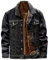 Jeansjacke Herren Gefüttert Winterjacke Herren Fleecejacke mit Retro-Design Herren Fleecejacke mit Knöpfen und Reverskragen Männer Fleecejacke in verschiedenen Farbvarianten (z1004A-Black, XXXXL)