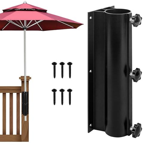 VANROUG Schirmklemmenhalterung, Schirmständer für den Außenbereich, Schirmständer zur Terrassenmontage, lässt Sich am Geländer befestigen und maximiert Platz und Schatten auf der Terrasse