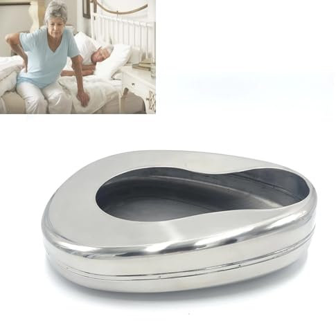 ZJchao Bedpan, Stainless Steel Bed Pans Resistant Ergonomic Portable Bed Pans for Adults Elderly Elderly Bed Pan Bedridden Bedpan Large Bed Pan Hospital Home Bed Pan Emergency Device
