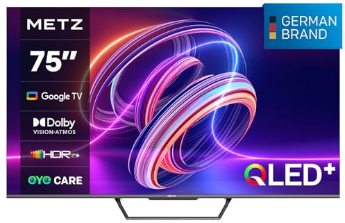 METZ Smart TV, MQD7500Z, 75 (189 cm), QLED, 4K UHD, HDR 10, Google TV, HDMI e USB, Sottile, Moderno, Nero