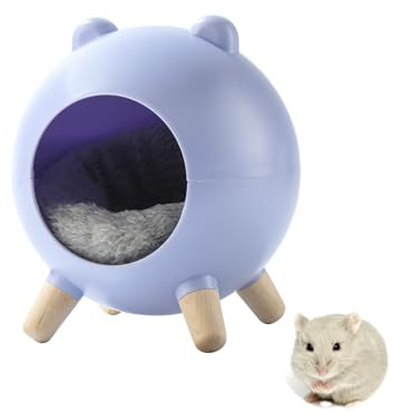 TUTU&LELE Hamster Hideout, Tiny House Hideout and Habitat, Space Elf Hiding Nest, Durable Hamster Bed with Round Thick Plush Pads, for Mice, Gerbils,Hamsters to Play, Sleep and Rest (Purple)