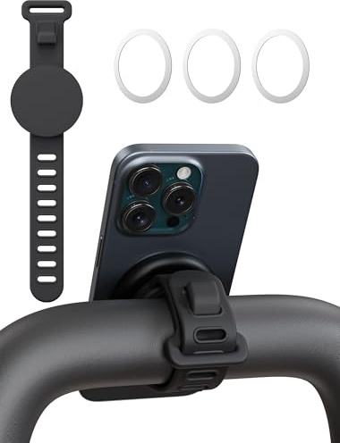 gliship Magnetiskt barfäste, gym fitness telefonhållare för magsäker, ratttelefonhållare med justerbar rem, passar för gym, barnvagn, handled, kundvagn, träningscyklar, 17 N52 starka magneter