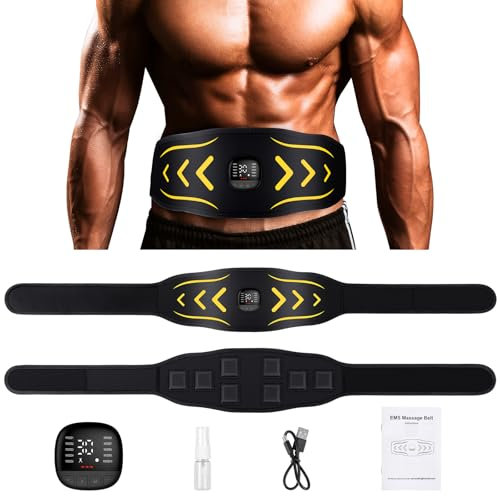 Unegnel EMS Bauchmuskeltrainer,Bauchmuskeltrainer Elektrisch,EMS trainingsgerät mit 10 Modi und 30 Intensitäten,EMS Muskelstimulation USB Wiederaufladbarer Tragbarer mit Nzeige des Kalorienverbrauchs