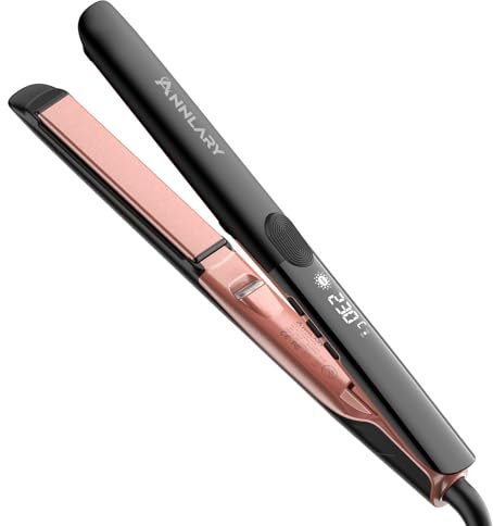 Annlary Piastra per Capelli 1 Pollice, Piastra Liscia e Arricciacapelli 2 in 1 – Tecnologia Ceramica Titanio a Ioni, Doppia Tensione (110-240V) per Capelli Lucidi e Senza Crespo