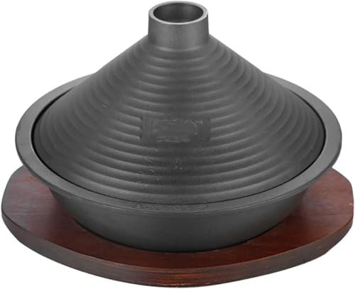 Tajine-Topf aus Gusseisen mit konischem Deckel, antihaftbeschichtet und induktionsgeeignet, Küchenzubehör mit Tablett