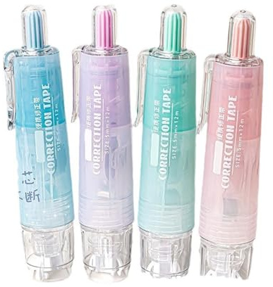 Lot de 4 rouleaux de ruban correcteur 6 m x 5 mm pour prise de notes - Ruban correcteur rechargeable - Total de 24 m pour l'école et le bureau