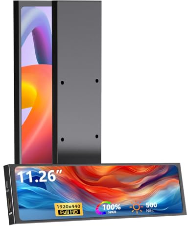 11,26 tum PC fodral LCD-skärm med HDMI & Type-C - FHD 1920 x 480 IPS minimonitor för CPU GPU temperaturdisplay Aida64 PC fodral skärm hallon pi och bärbar dator