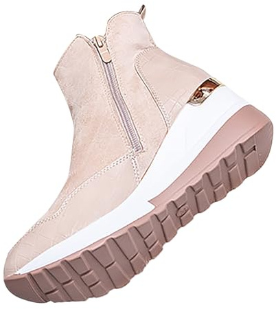cfpqv Stivaletti da Donna con Plateau, Stivaletti Corti, Stivaletti da Donna, Stivaletti da Infilare, Stivaletti Invernali, Stivali da Inverno, Stivali da Motociclista, Biker, Stivaletti Autunnali