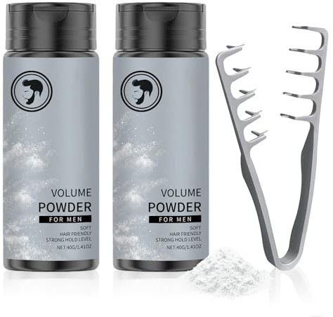 Polvere Volumizzante Capelli 2 Pezzi + Pettine Volumizzante Capelli, Polvere per capelli, Pettine Capelli Ricci, Tenuta a Lunga Durata – Acconciatura Naturale, Voluminosa e Opaca