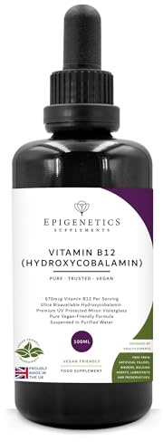 Vitamin B12 High Strength Hydroxycobalamin | 100ml Supplement Liquid Drops | 4 Months Supply, 133 Servings. Vitamins for Tiredness and Fatigue | UK Made & Vegan