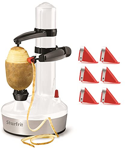 Starfrit Rotato Express 2.0 + 6 Replacement Blades | Updated Model - Electric Peeler (White)