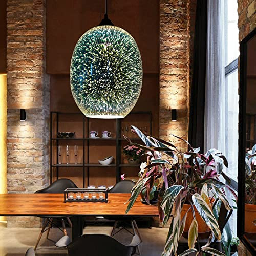 Pendelleuchte, Kreativ 3D Feuerwerk Deckenlampe Modernes Bunte Glas Hängeleuchte E27 220V Kronleuchter Beleuchtung für Wohnzimmer Esszimmer (Ohne Glühbirne)
