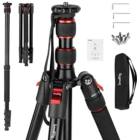 SmallRig T-10 Camera Tripod, 68 Foldable Aluminum Tripod & Monopod, Compatible with 1/4-20 and 3/8-16 Video Head, Payload 33lb, Adjustable Height from 19.7 to 67.7 for Camera, Phone - 3983