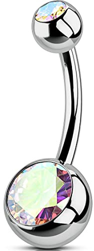 OUFER Body Piercing Barras de Ombligo de 14 mm de Rosca Interna G23 Barras de Titanio Bolas de 14g Piercing Extra Largo para Ombligo Anillos de Barra de 1,6 mm Anillos de Ombligo joyería para Mujeres