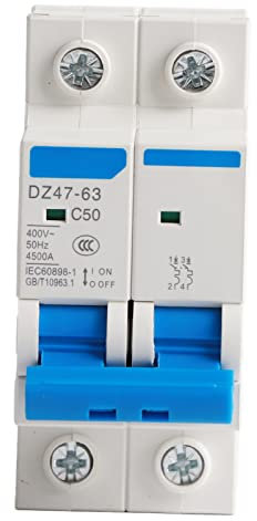 AC 400V Leitungsschutzschalter Hutschiene 50A 2P Home Überlastschutz Luftschalter Sicherungsautomat für Wohnbeleuchtung Verteilerleitungen Solar PV Anlage