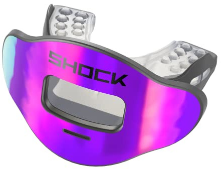 Shock Doctor Max Airflow Lip Guard, Full Mouth Protection Compatible with Braces, Lip Guard, Instant Fit Mouthguard for Football, Hockey, Lacrosse OSFA, Purple