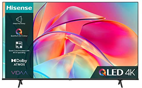 Hisense 43 Inch QLED Smart TV 43E7KQTUK - Quantum Dot Colour, 60Hz VRR, Dolby Vision, Bluetooth&HDMI, Share to TV, VIDAA Smart TV, and Youtube, Freeview Play, Netflix and Disney+ (2023 Model)