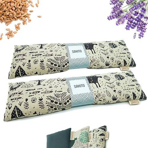 2 (Stk) Körnerkissen Mikrowelle (43x12 cm) - Wärmekissen - Natürliche Linderung bei Nacken, Rücken und Menstruationsschmerzen, Anwendung mit Wärme oder Kälte - Hohe Wärmespeicherung - Lavendelduft