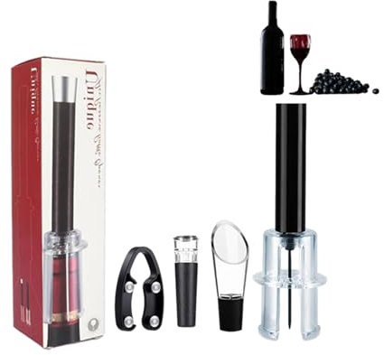 Firulab Wino The Go Kit d'ouverture de vin, ouvre-Bouteille à Pompe à Pression d'air, Tire-Bouchon Facile à Retirer Le Bouchon, Tire-Bouchon 4 pièces, Accessoires pour Le n