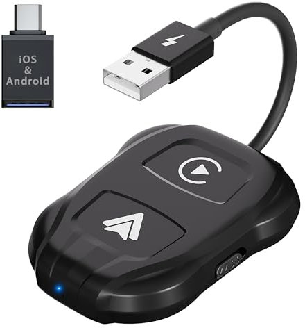 2024 Neueste CarPlay und Android Auto Wireless Adapter, 2 in 1 Wireless Carplay Android Auto Adapter Konvertieren Wired Carplay or Android Auto zu Wireless, Plug&Play, für iOS/Android