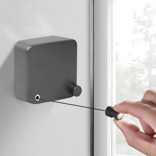 Tendedero Retractable, 4.2M Retráctil Ropa Secador Líneas, Cuerdas Tendedero Ajustable, Pared Montaje Extensible Tendedero para Interiores Exteriores Baño Balcón Lavadero (Gris)