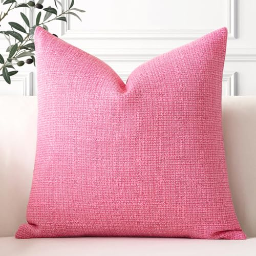 Artscope 1er Set Kissenbezug Einfarbig Wurfkissenbezug Leinen Kissenbezüge 50x50cm Moderne Dekokissen Kissenhülle Set Kissen Fall für Sofa Schlafzimmer Zuhause Dekor, Rose Rot