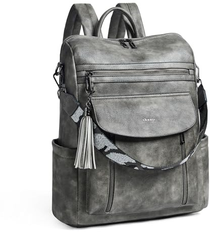 Shrrie Sac à dos en cuir pour femme, 15,6in sac à dos ordinateur portable élégant.Sac à jour professionnel résistant à l'eau，Idéal pour le travail, le tourisme, l'école