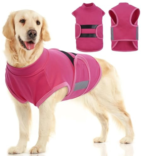 MIGOHI Dog Anxiety Relief Coat,Comfort Anxiety Vest for Dogs,Adjustable Anxiety Calming Wrap for Fireworks,Thunderstorms,Travel, Separation, Dog Anxiety Jacket for Small Dogs,L,Rosered