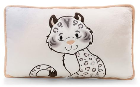 NICI Kuscheltier Kissen Schneeleopard Eleni Snowbell 43x25cm - weiß - Flauschiges Kuschelkissen für Kinder und Erwachsene, Plüschkissen ideal für Zuhause, Kindergarten oder unterwegs - 62445