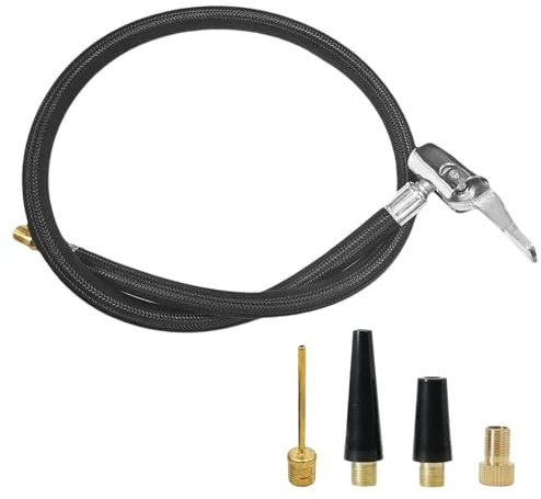 leruiyezs Tuyau De Rallonge Pompe À Air,60cm,8mm Filetage,Tube D'extension De Gonfleur De Pneu,avec Connecteur À Pression,4 Adaptateurs de Valve,pour Valve Schrader,Vélo,Moto,Voiture,Camion